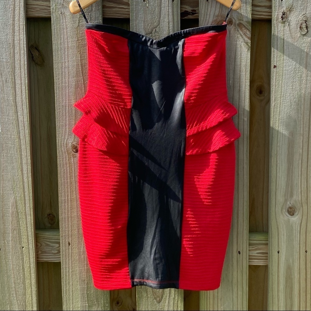Forever 21+ Red & Black Strapless Dress